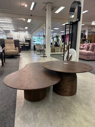 Salontafel Eleonora rond en organisch set van 2, Mango, Japandi stijl